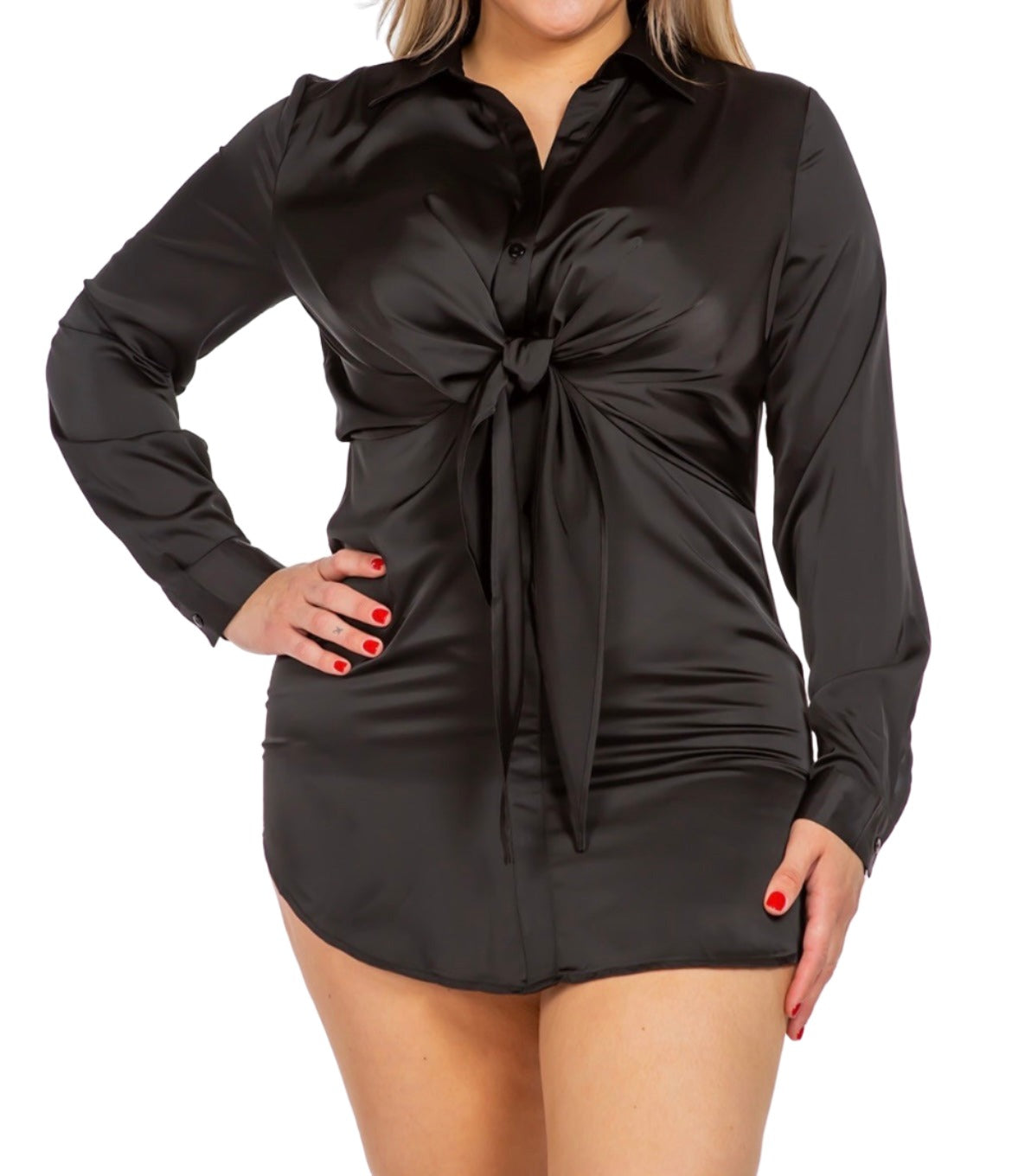 PLUS SIZE JESSIE SATIN DRESS