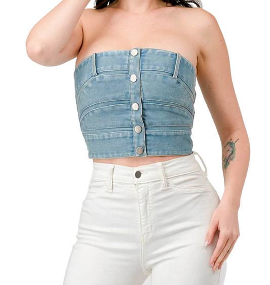 JAYLA DENIM TUBE CROP TOP