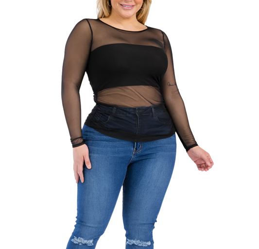 PLUS SIZE CATALINA MESH TOP